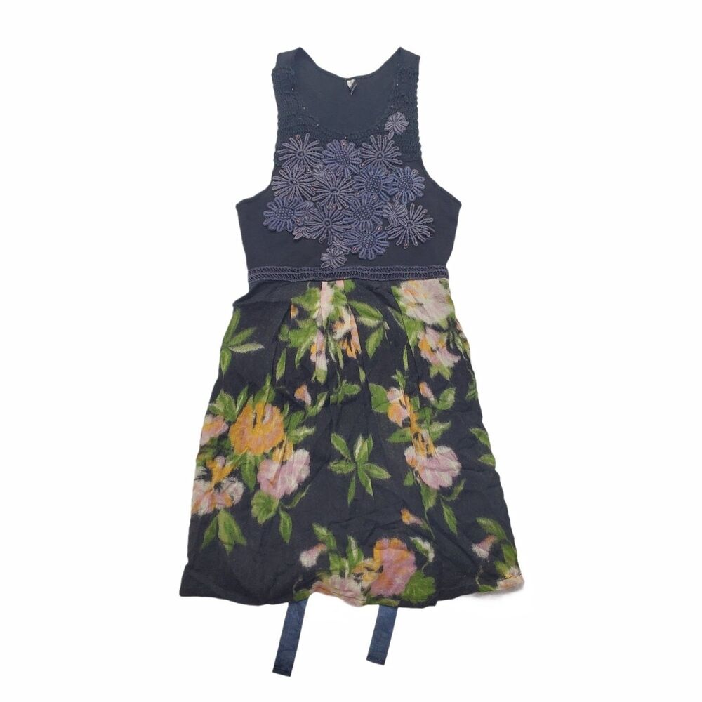 Free People Dress Womens Floral Sleeveless Embroidered Wool M